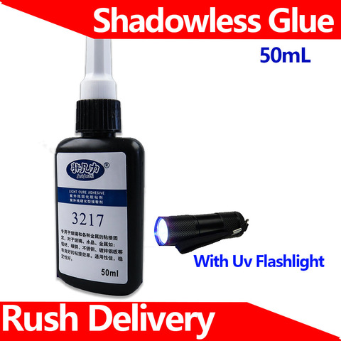 Sin sombra de pegamento UV pegamento 50ml de cristal de vidrio artesanías pegamento fuerte transparente DIY remediar adhesiva UV sin sombra de pegamento ► Foto 1/6