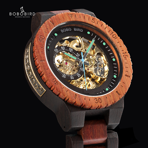 BOBO BIRD-Reloj de pulsera para hombre, accesorio Masculino de pulsera con mecanismo automático de madera, perfecto para regalo personalizado ► Foto 1/6