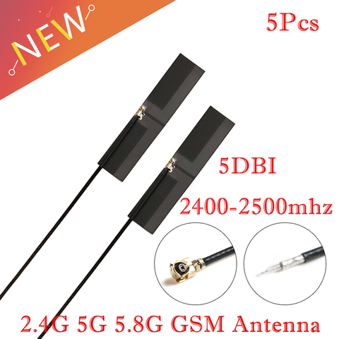 Antena integrada Wifi Bluetooth, conector de antena de doble frecuencia flexible y omnidireccional, 2,4G, 5G, 5,8G, 5dbi, 5 uds. ► Foto 1/5