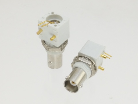 Conector mamparo hembra BNC recto montaje de PCB de soldadura de plástico ► Foto 1/5