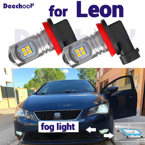 Lámpara LED antiniebla de coche, luz de día antiniebla delantera Canbus de alta calidad, color blanco puro, para Seat Leon 2 3 MK2 MK3 1P 5F (2005-2017), 2 uds. ► Foto 1/6