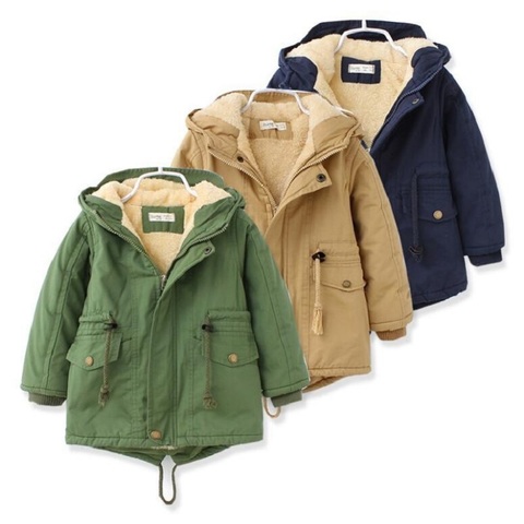 Chaquetas de exterior de lana para niños, abrigos cálidos con capucha para niños, rompevientos, ropa informal de invierno para bebés ► Foto 1/6