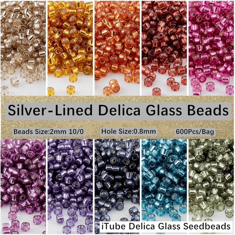 10g Delica cuentas 10/0 2mm forrado de cristal de Color de Seedbeads para artesanía a mano joyería bordado arte de coser accesorios 600 Uds ► Foto 1/6