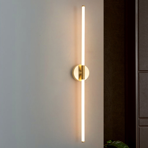 Lámpara de mesita de noche sencilla, tubo de luz acrílico creativo, lámparas de pared para el hogar, dormitorio, estudio, moderno, dorado ► Foto 1/6