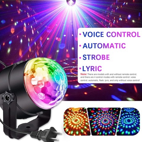 BOLA MÁGICA giratoria de discoteca activada por sonido, luces de Fiesta de DJ láser, 6W, RGB, luces de escenario LED, para Navidad, boda, fiesta ► Foto 1/6