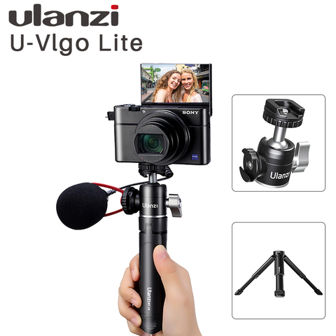 Ulanzi-Mini trípode para Vlog, doble zapata fría, cabeza esférica para micrófono, luz LED, extensor de teléfono inteligente, trípode para Sony A6400, kit de fotografía ► Foto 1/6