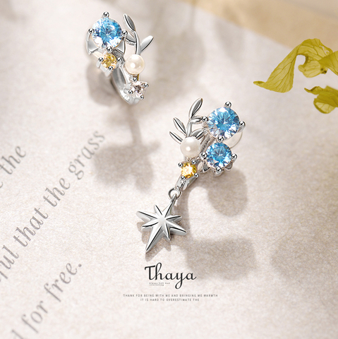 Thaya-pendientes de luciérnaga Con Clip azul para mujer, aretes de plata 925, joyería fina Original especial de lujo, regalo para mujer ► Foto 1/6