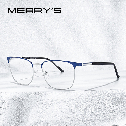 MERRYS diseño hombres Aleación de lujo óptica gafas de hombre cuadrado ultraligero gafas graduadas para miopía de estilo de moda S2058 ► Foto 1/6