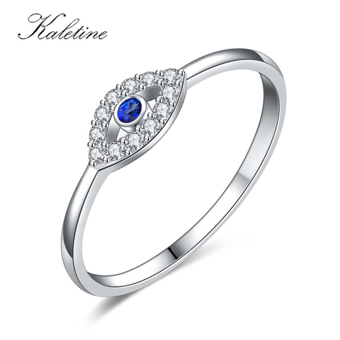 Kaletine 925 de mal de ojo de plata esterlina anillos para las mujeres de buena suerte azul piedra CZ de lujo anillo de marca Turquía joyería de la boda de KLTR156 ► Foto 1/6