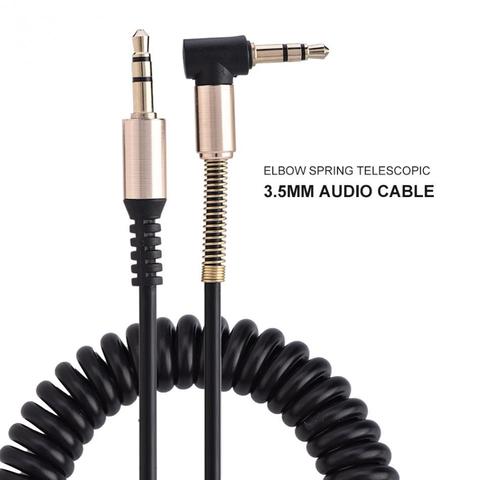 3,5 Jack Cable auxiliar 3,5mm Cable de Audio de resorte de coche chapado en oro jack macho a macho cables de altavoz para auriculares altavoz ► Foto 1/6