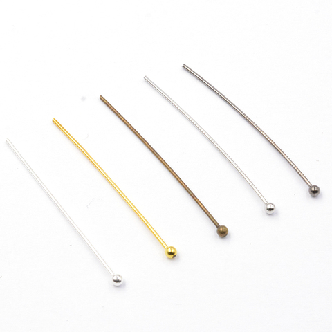 Pasadores con cabeza de bola de cobre, 200 Uds. De diámetro, 0,5/0,7 MM, oro plateado, KC rodio dorado, cobre para fabricación de joyas, tamaño a elegir ► Foto 1/5