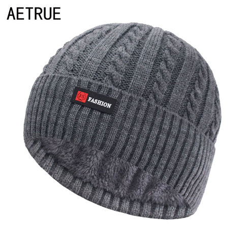 Skullies-gorros de invierno para hombre y mujer, Gorro de punto grueso y cálido, gorrito de piel tejida ► Foto 1/6