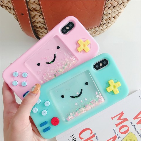 Funda de teléfono Gimfun dibujos animados Playgame Liquid para Iphone 7 6 8 Plus Xr X Xs 11 Pro Max Glitter suave silicona oso funda ► Foto 1/6