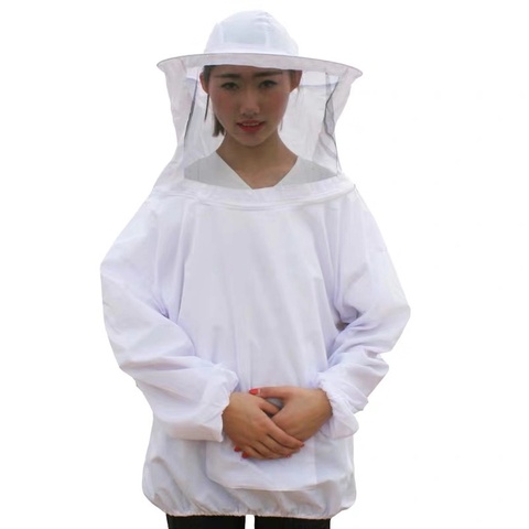 Bolsillo de almacenamiento de ropa de apicultura, mascarilla de cabeza siamesa para ropa superior y exterior, traje antiabejas ► Foto 1/6