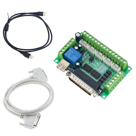 Adaptador de interfaz CNC de 5 ejes actualizado Placa de separación para controlador de Motor paso a paso Mach3 + Cable USB gran oferta y Cable LPT ► Foto 1/6