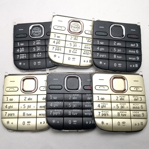 Menú principal, botones del teclado en inglés, hebreo o ruso, carcasa de la cubierta para Nokia C2-01 c201 ► Foto 1/1