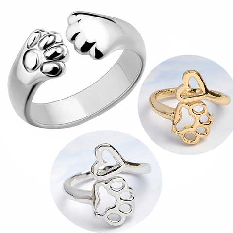 Bonito anillo de pezuña de gato y perro para mujer nueva moda joyería plateada garra ► Foto 1/5