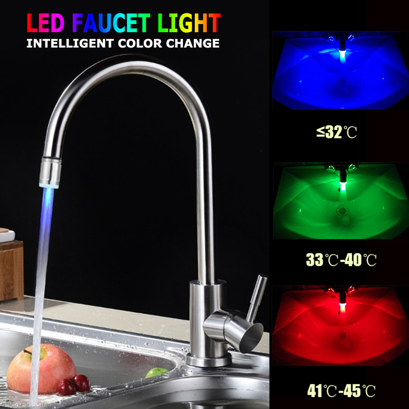 Luz luminosa LED grifo de agua grifo de ducha Boquilla DE AGUA baño cocina  calentador grifos termostato azul 3 colores 7 colores - Historial de  precios y revisión