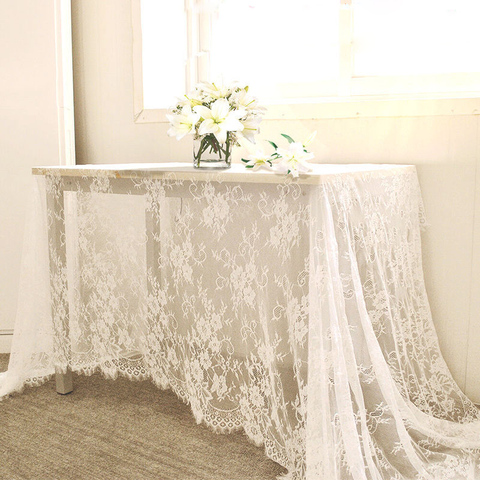 Tela de encaje blanco de 300x150CM para cubierta de mesa, mantel decorativo de encaje, paños para mesa, textil para fiesta de boda, decoración del hogar ► Foto 1/1