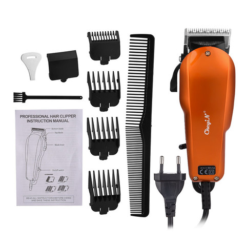 Cortadora Ckeyin 220-240V para el hogar, cortadora con cable para corte de pelo profesional clásico para hombres, máquina de corte con 4 peines de fijación 40 ► Foto 1/6