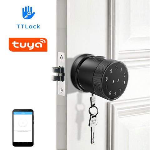 TTLock-bloqueo de huella dactilar con aplicación Bluetooth, código de contraseña, número de tarjeta, con llave ► Foto 1/4