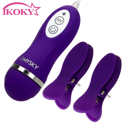 IKOKY-vibradores de 10 frecuencias para mujer, Juguetes sexuales para mujer, masaje de pecho, pinzas de vibración para pezones, vibrador de pezones ► Foto 1/6