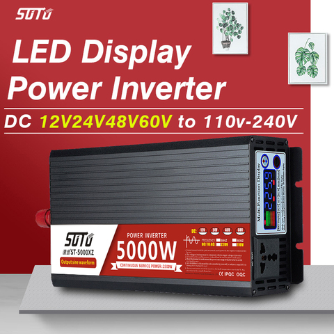 Inversor Universal DC 12V24V48V60V a 110V-240V, inversor de pantalla LCD, 2500W/3000W/4000W/5000W, convertidor de potencia de onda sinusoidal pura ► Foto 1/1