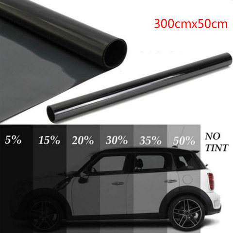 300cm x 50cm negro ventana del coche láminas tinte película de tintado rollo coche Auto Home Window Glass Summer Solar UV Protector película, adhesivo ► Foto 1/6