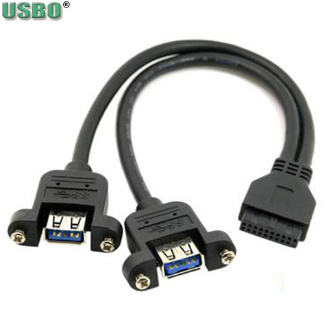 Cable de alimentación de extensión para placa base, conector hembra de 25CM, 20 pines a 2 USB3.0, conversión externa, línea de adaptador USB 3 para P7P55 ► Foto 1/6