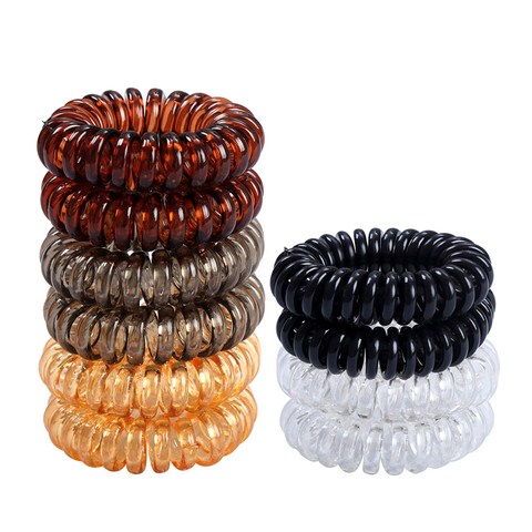 1 Uds Popular gomas de alambre de teléfono de goma para elástica damas Banda de pelo cuerda color caramelo pulsera de cola de caballo cabello chica mujeres ► Foto 1/6