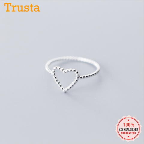 Trustdavis genuino 925 plata esterlina Simple lindo corazón hueco dedo anillo tamaño 6 7 8 para las mujeres Gilr joyería de plata 925 DA659 ► Foto 1/6