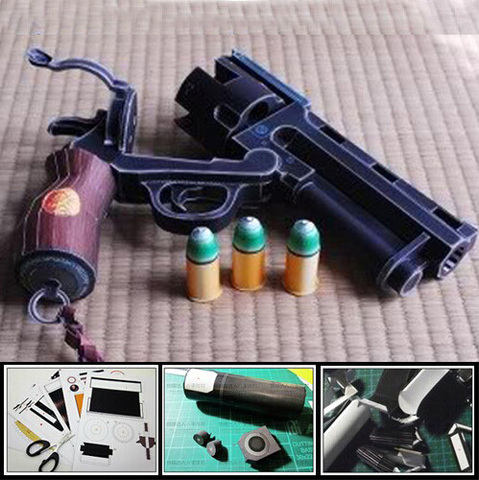 Modelo de papel pistola Hellboy revolver con balas simulación 1:1 Básculas arma revista adultos 3D Rompecabezas envío libre del juguete ► Foto 1/1