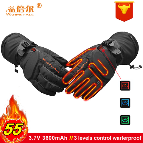 Guantes eléctricos de invierno con batería recargable, guantes calefactables con Control inteligente, largos y cálidos para exteriores, resistentes al agua, para deportes de esquí y bicicleta ► Foto 1/6