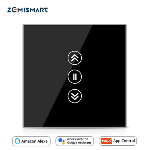 Interruptor inteligente de cortina eléctrica, pulsador negro para función de límite de persiana, con wifi, aplicación tuya Smart Life y control de sombra, 110V, 220V ► Foto 1/6