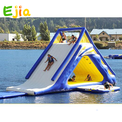 Trampolín inflable de agua flotante para parque acuático, Tobogán triangular de agua para adultos y niños, Tobogán de escalada ► Foto 1/6