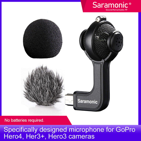 Saramonic-Bola estéreo para Gopro, micrófono con espuma y parabrisas peludos para GoPro HERO3, HERO3 + y HERO4 ► Foto 1/5