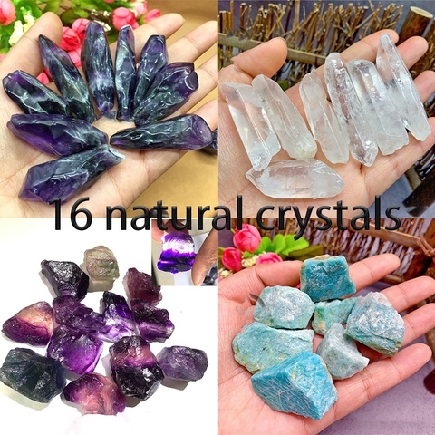 Piedras de cristal naturales, amatista, obsidiana, fluorita, Mineral, muestra de roca, Reiki, curación, Colección avanzada Diy ► Foto 1/6