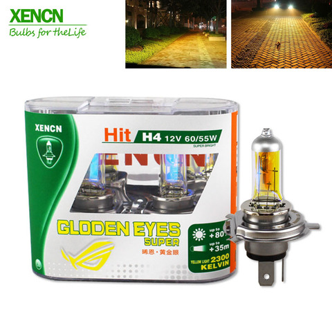 XENCN H4 12 V 60/55 W P43t 2300 K de los ojos de oro Super amarillo más brillante luz halógena Coche bombillas de faros envío gratis nuevo 2 piezas ► Foto 1/6