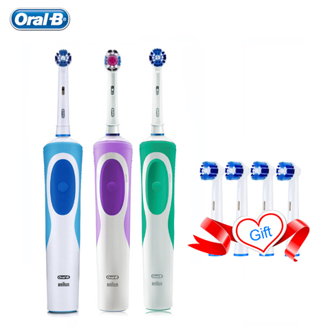 Oral B-cepillo de dientes eléctrico Vitality, limpieza precisa, 2 minutos, temporizador, recargable, con 4 cabezales de repuesto de regalo, Oralb ► Foto 1/6