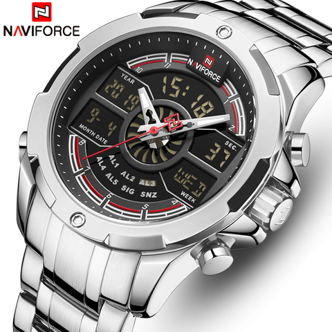 NAVIFORCE relojes para hombres de marca de lujo de la mejor de cuarzo de negocios de los hombres reloj de acero inoxidable resistente al agua reloj de pulsera reloj Masculino ► Foto 1/6