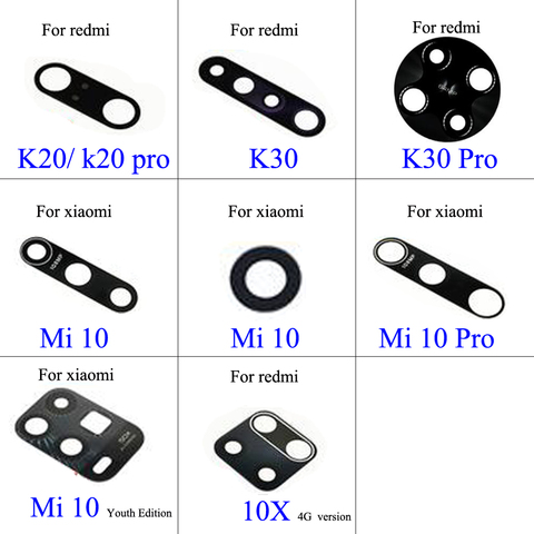 YuXi-Lente de Cristal de cámara trasera para Xiaomi Redmi Note 7, 8 Pro, K20, K30 PRO, 10X, Mi 10, con adhesivo ► Foto 1/2