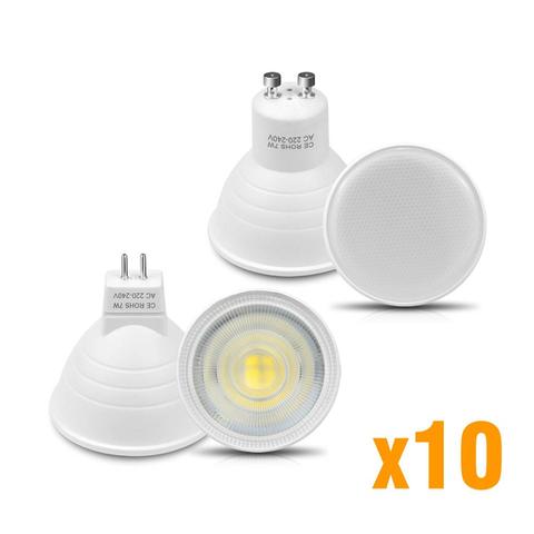 Lámpara led GU10 MR16 de 220V y 7W, foco de bombilla COB de plástico y aluminio para casa inteligente, 10 Uds. ► Foto 1/6