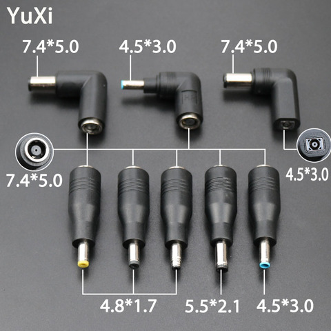 YuXi DC 7,4*5,0mm hembra a 7,4 5,0mm 4,5*3,0 4,8*1,7mm 5,5*2,1 jack macho 4,5*3,0 a 5,5*2,1 Convertidor para adaptador de corriente para portátil ► Foto 1/6