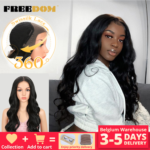 FREEDOM-Peluca de cabello sintético para mujer afroamericana, cabellera artificial ondulado largo de encaje frontal de 360 grados, fácil montaje, calidad superior, color rubio y rojo ombré, cola de caballo y cosplay ► Foto 1/6