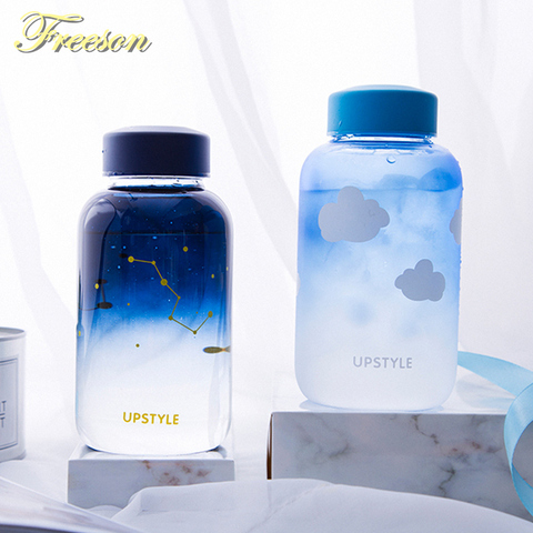 Creative Sky-botella de agua de cristal con manga, 600ml, botellas deportivas de Color degradado, para acampar, viaje, envío directo ► Foto 1/6