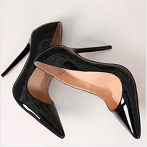 Zapatos de tacón alto para mujer, Tacones de 12cm, puntiagudos, Sexy, para boda, color negro, talla grande ► Foto 1/6