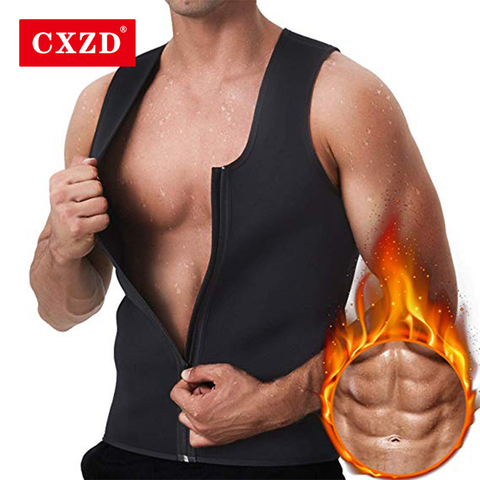 CXZD-Chaleco de entrenamiento de cintura para hombre, corsé de neopreno de compresión para el sudor, modelador corporal, camisa adelgazante, traje de entrenamiento ► Foto 1/6