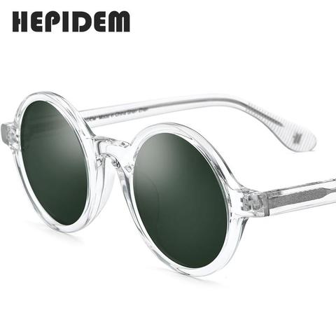 HEPIDEM-gafas de sol clásicas polarizadas de acetato para hombre, lentes de sol redondas transparentes de diseño de marca, de estilo Retro, ZOLMAN ► Foto 1/6