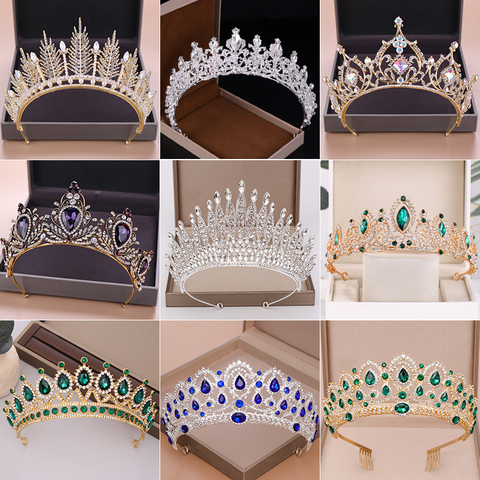 Corona de boda, tocado de novia, diadema de cristal de diamantes de imitación de Color dorado y plateado, corona de princesa, Tiaras, joyería para el cabello de la boda ► Foto 1/6