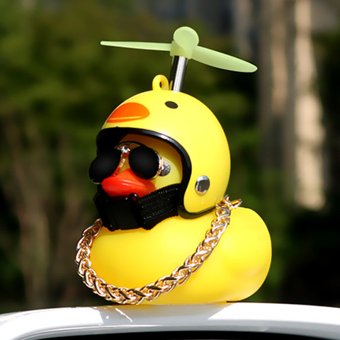 Pato decorativo creativo con casco, adorno de patito en el coche, accesorios de Internior para ciclismo, tablero automático, juguetes de pato ► Foto 1/6